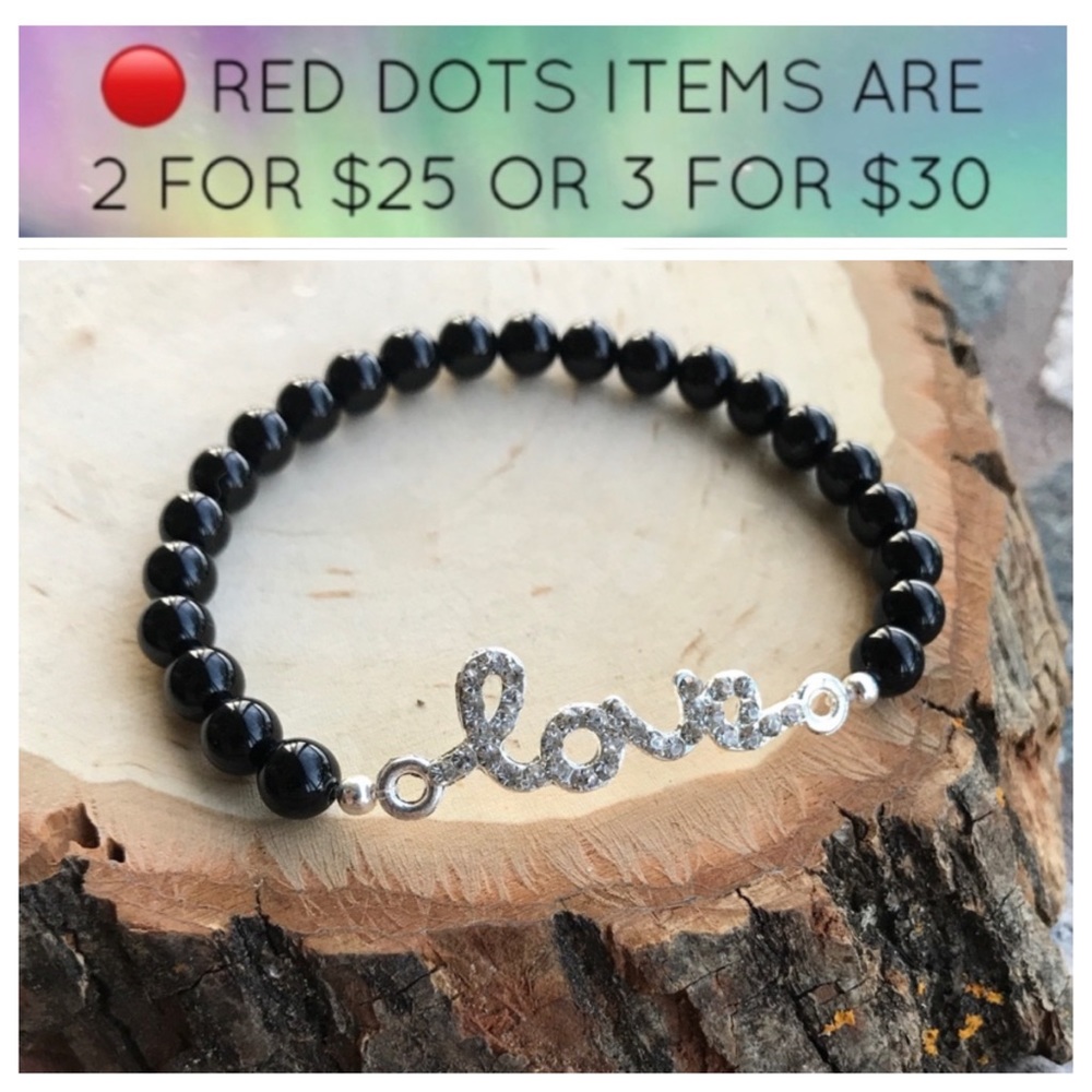 🔴SALE ! Genuine Onyx cz love valentine bracelet